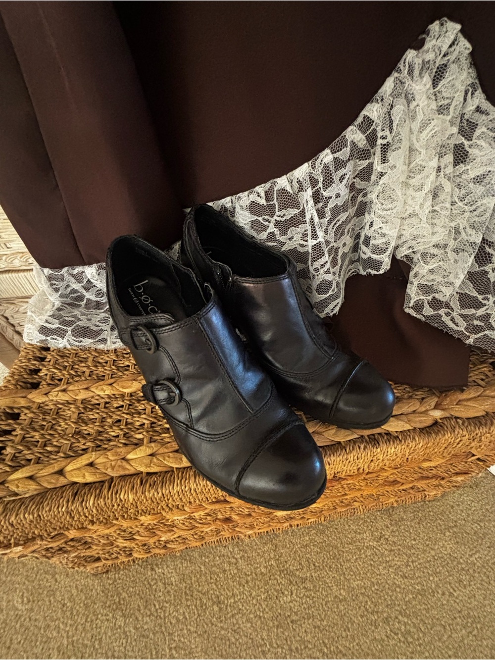 boc Black Leather Ankle Booties